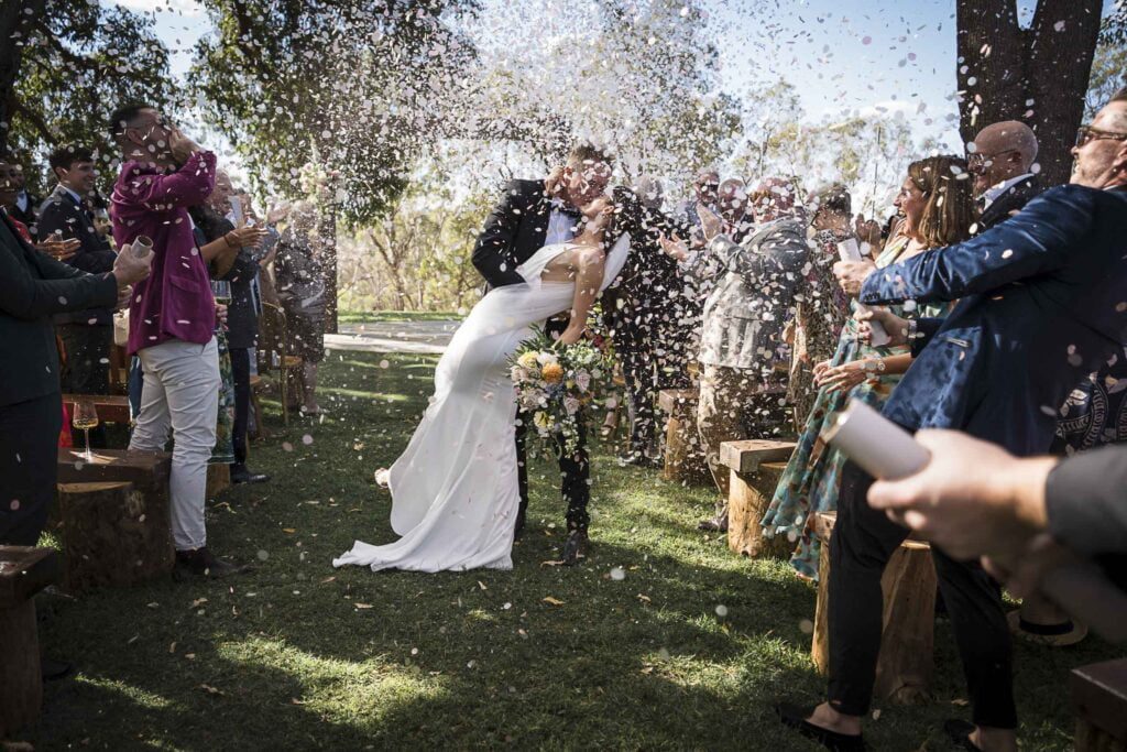 Confetti cannon at a wedding ceremony