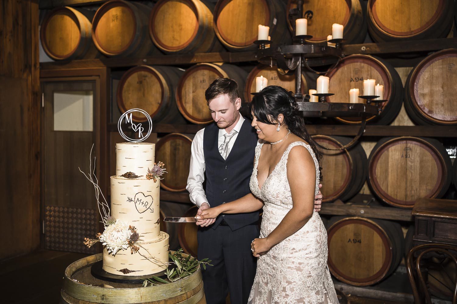 wedding cake cutting Sandalford Winery