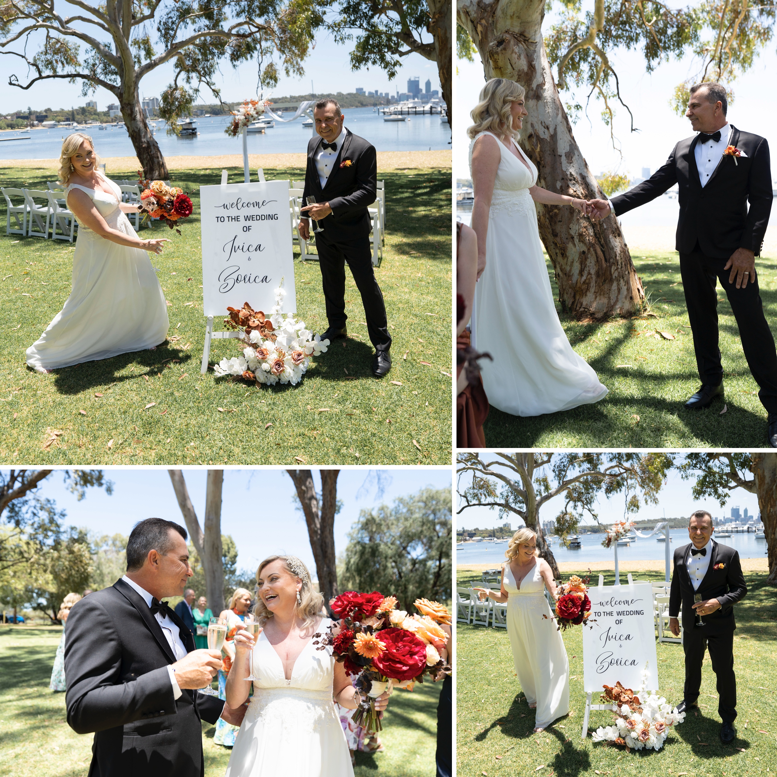 Bride and groom ceremony at Matilda Bay Restaurant overlooking Swan River Perth