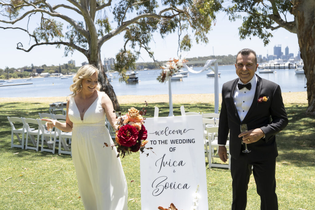 Bride and groom lunchtime Matilda Bay Wedding